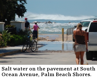 Salt water on the pavement, waves across the Lake Worth Inlet, May 8 2007.